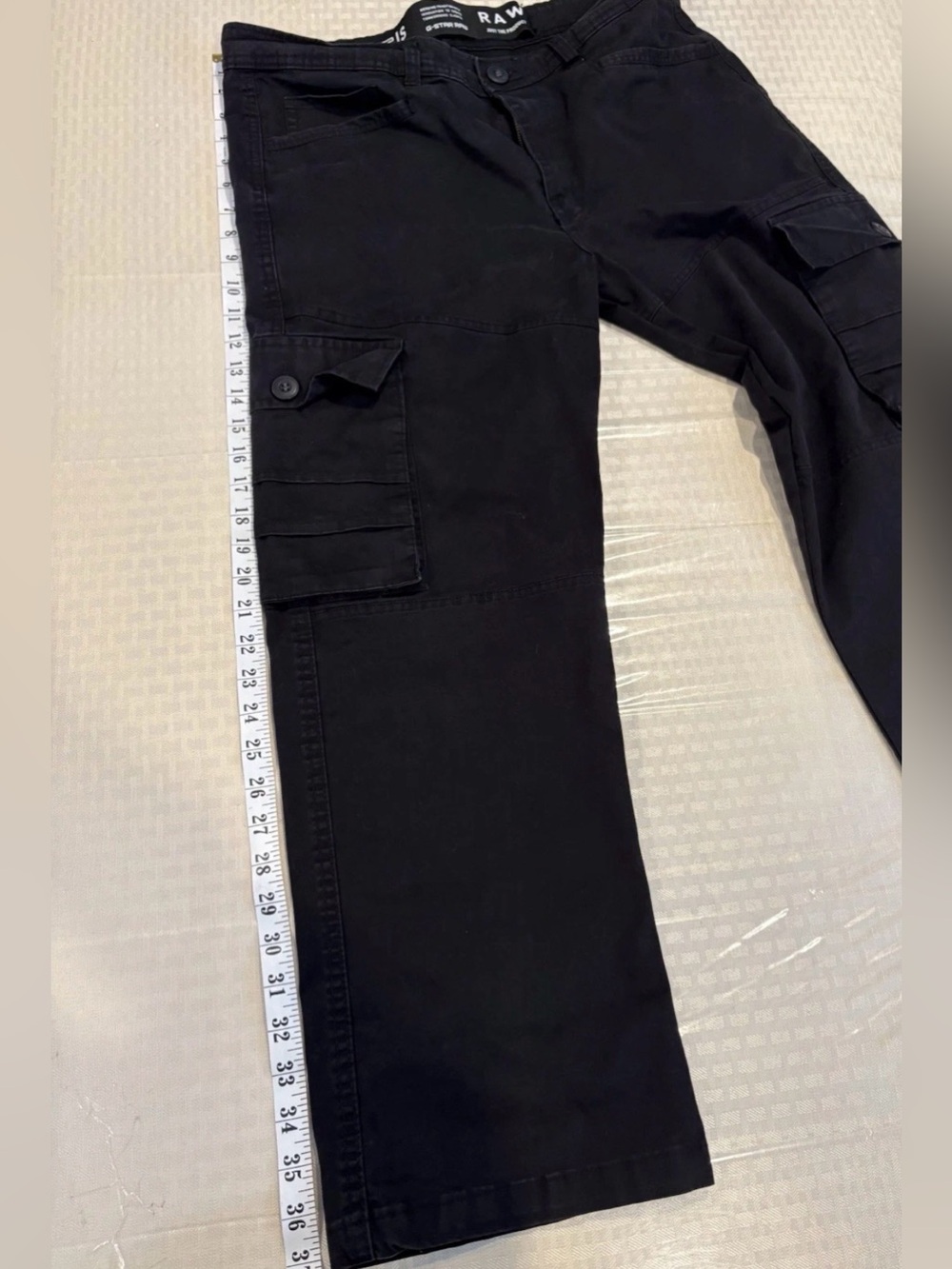 Y2K G-Star Raw Pants Size 34 Cargo Black Straight Leg Ankle Flood Pants - Picture 12 of 12